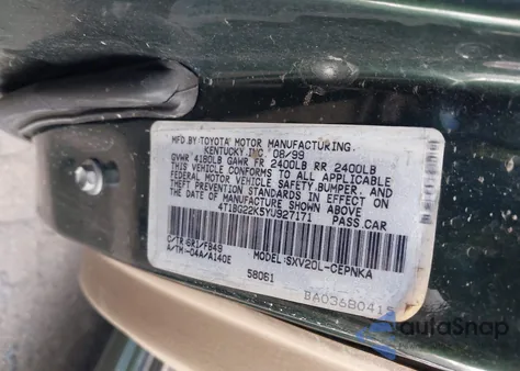 2000 Toyota Camry Le из США, поврежденный, VIN 4T1BG22K5YU927171